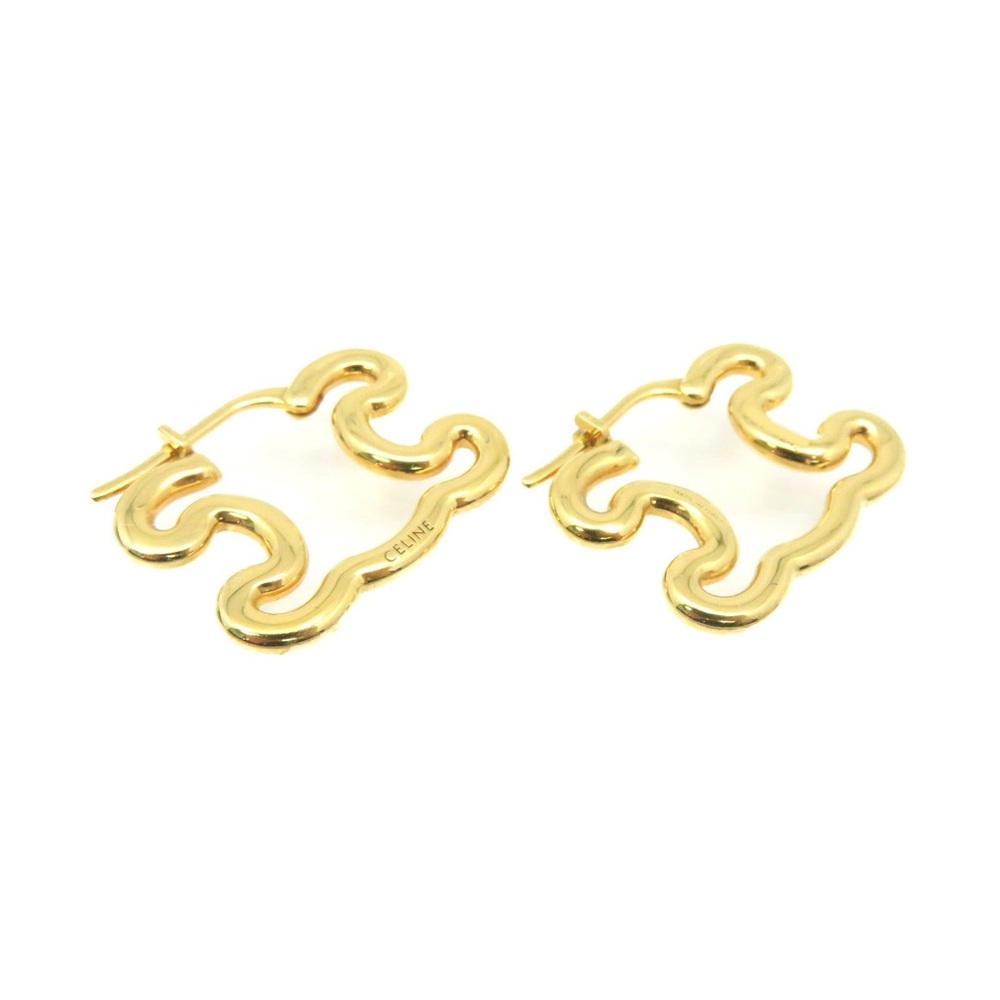 Celine Macadam Logo Gold Earrings Pair With Pouch and Box - Picture 2 of 9
